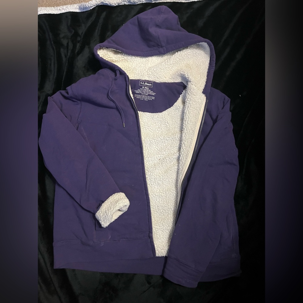 L.L. Bean Purple Hooded Jacket with Cream Lining